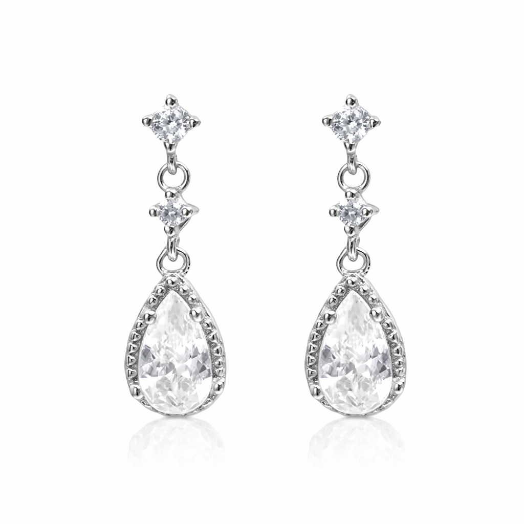 The Silver Elowen Teardrop Dangle Stud Earrings