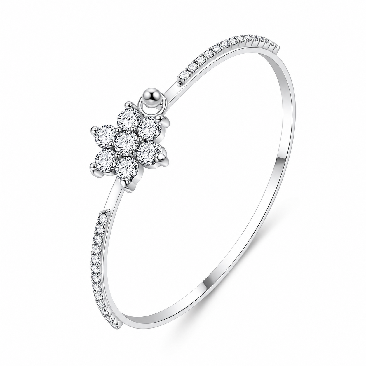 The Silver Daphne Daisy Flower Bangle