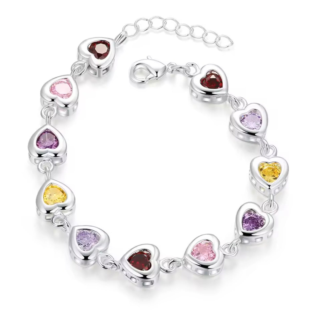 The Silver Multicolour Amour Heart Bracelet