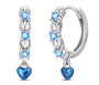 The Silver Ocean Blue Heart Shell Hoop Earrings