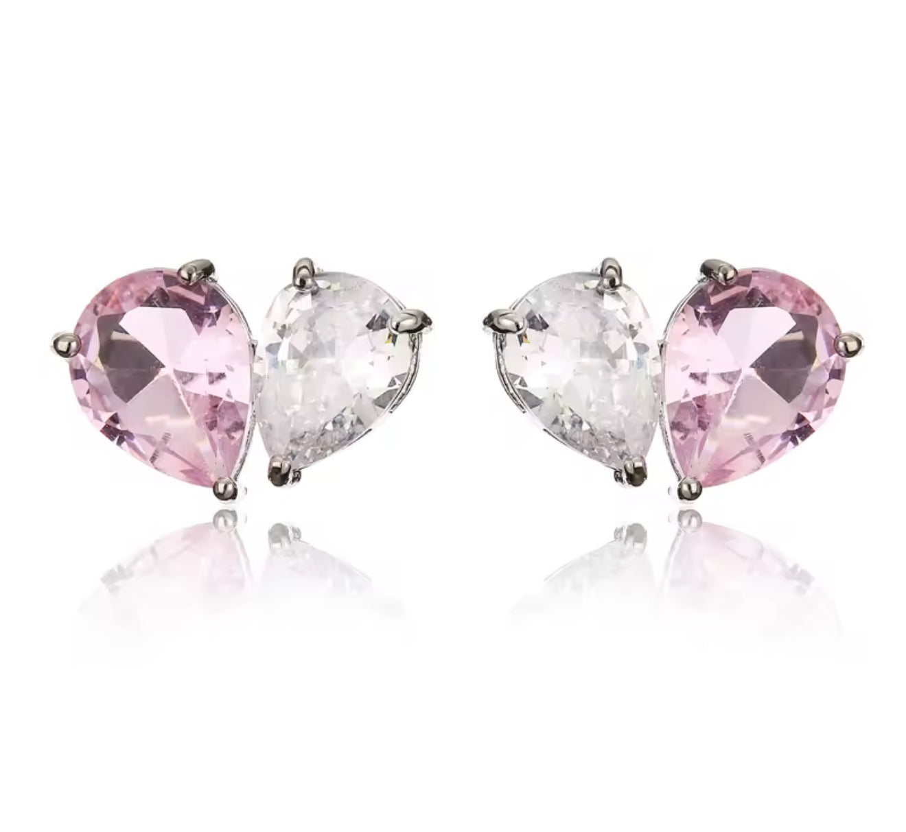The Silver Two Sides To Love Teadrop Heart Earrings