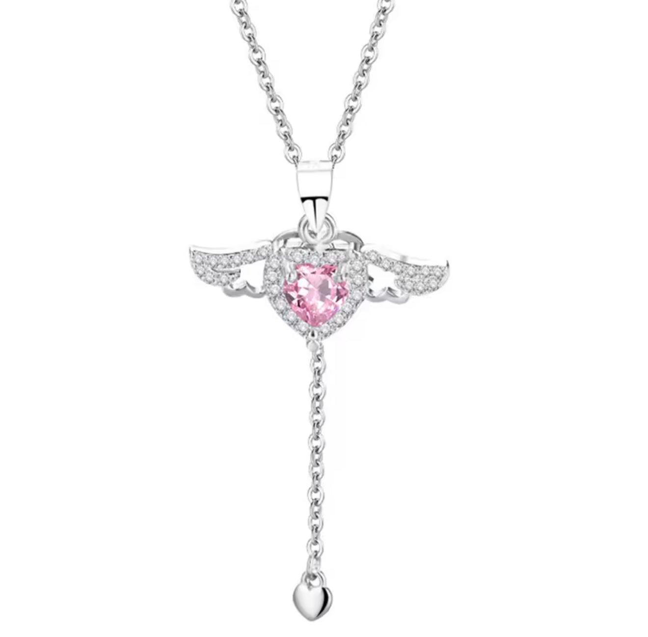 The Dreamy Pink Angel Heart Necklace