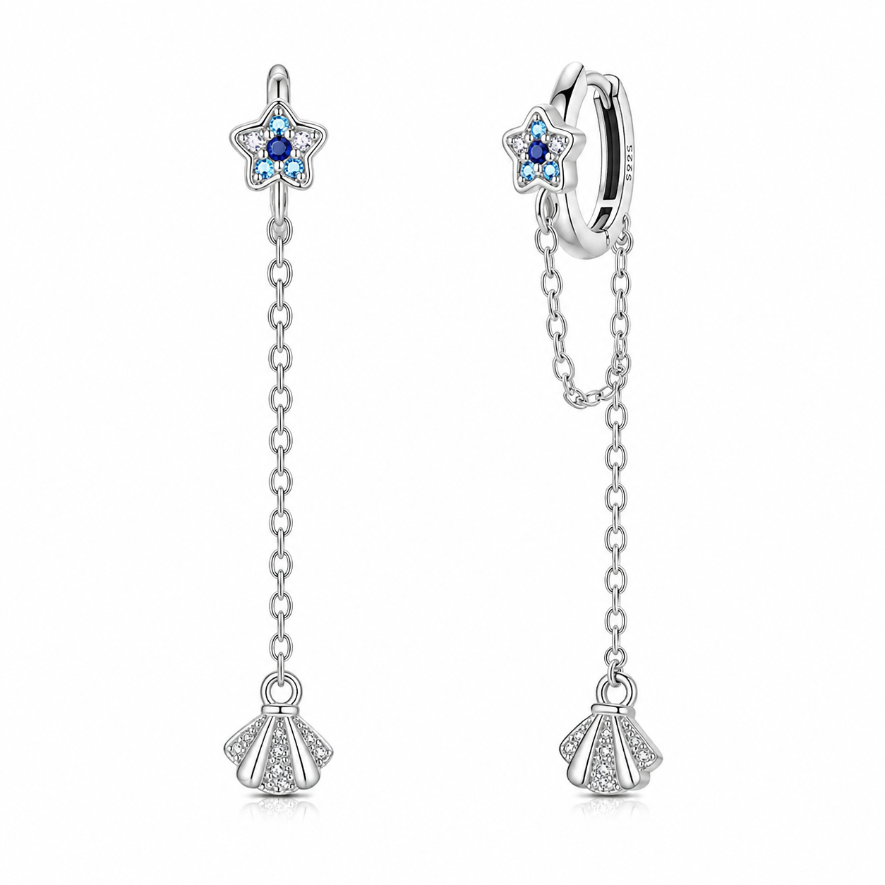 The Silver Ocean Keepsake Shell Drape Hoops