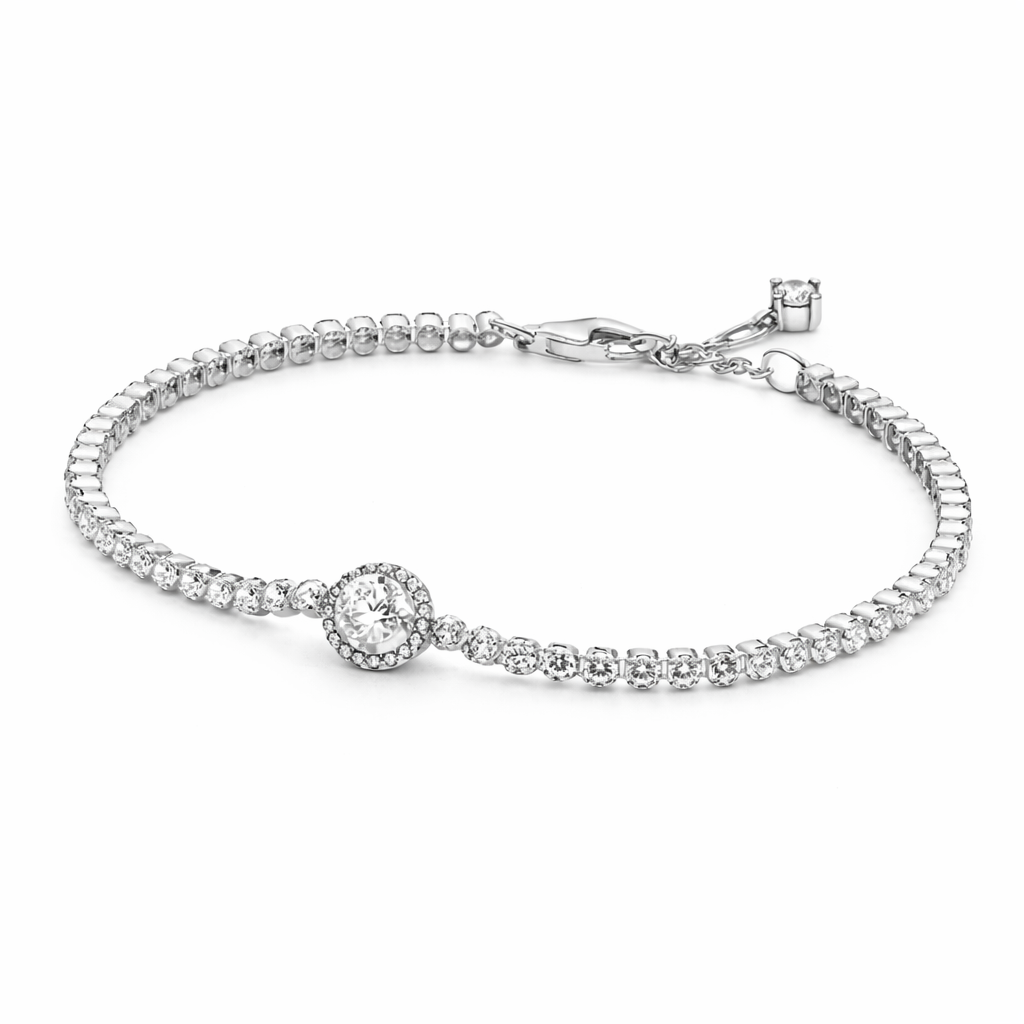 The Silver Lumina Circle Halo Tennis Bracelet