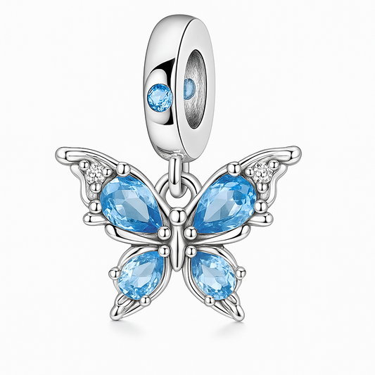 The Silver Icy Blue Butterfly Charm