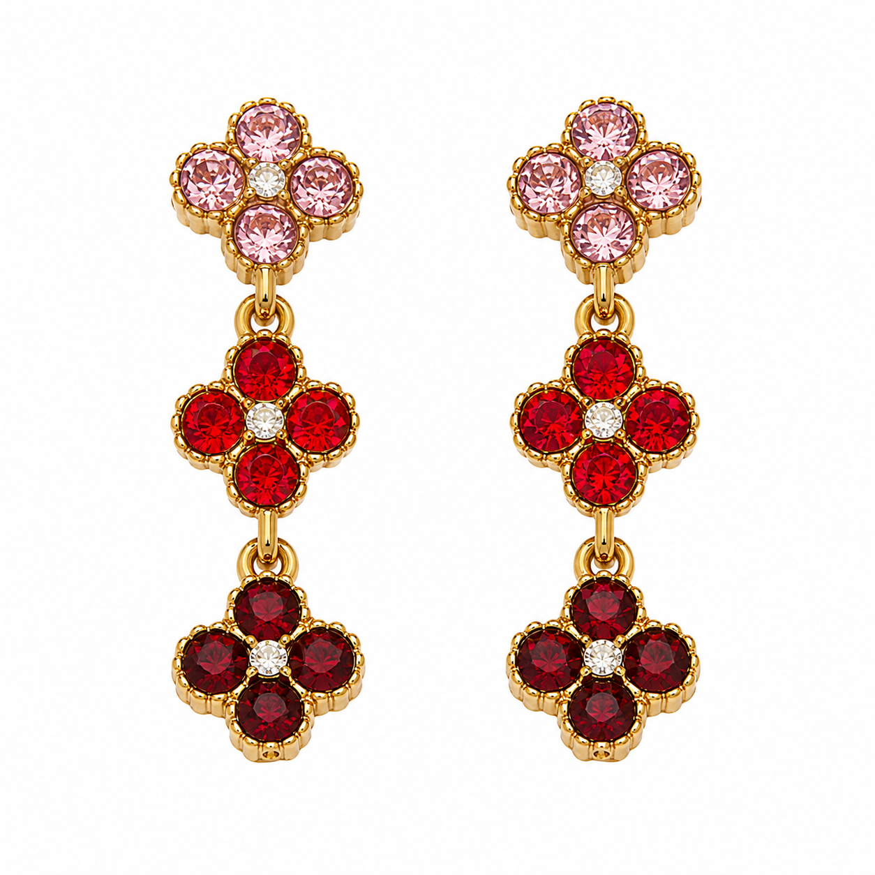 The Gold Sahara Clover Dangle Stud Earrings