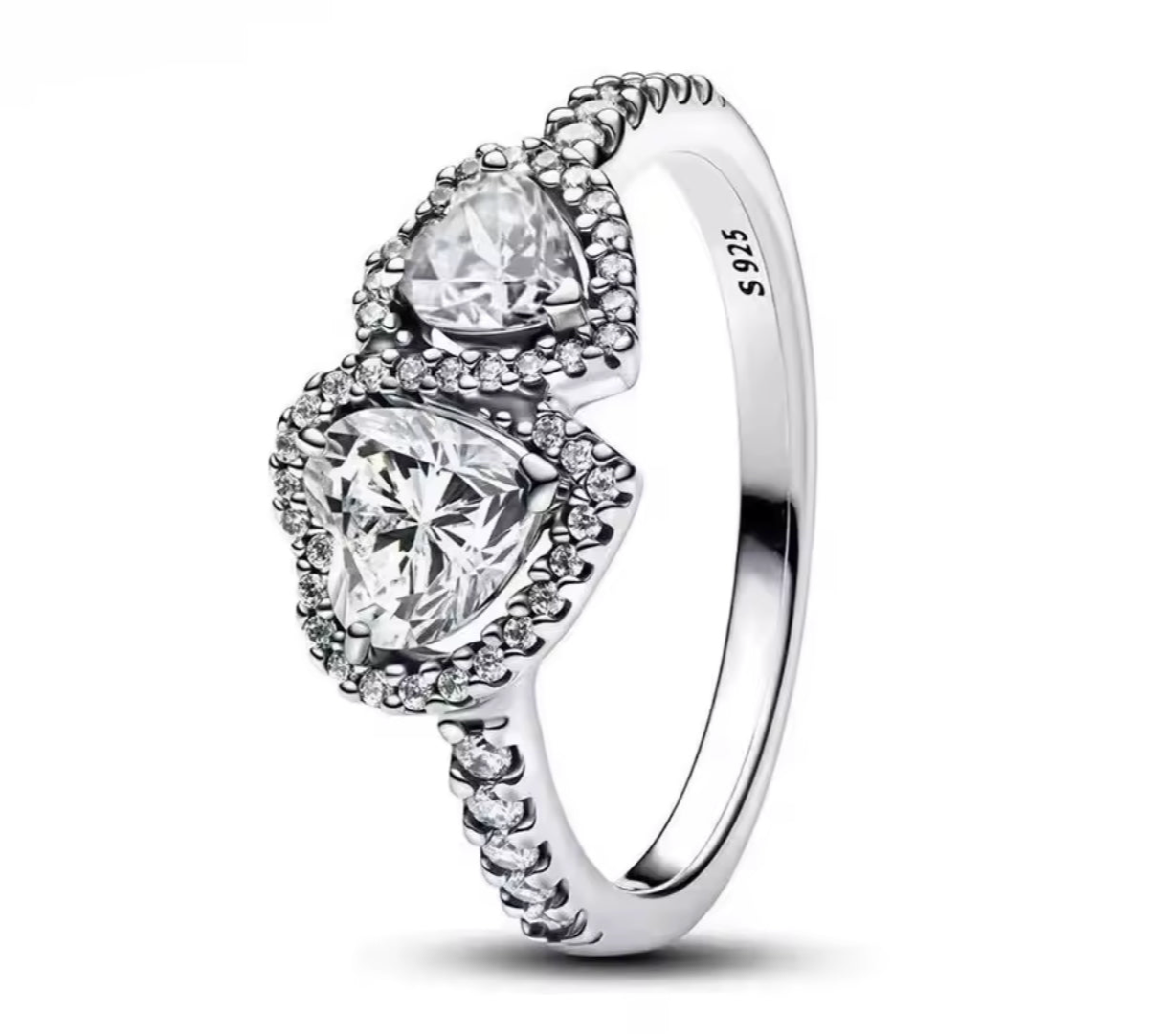 The Silver Amoura Duo Celestial Heart Ring