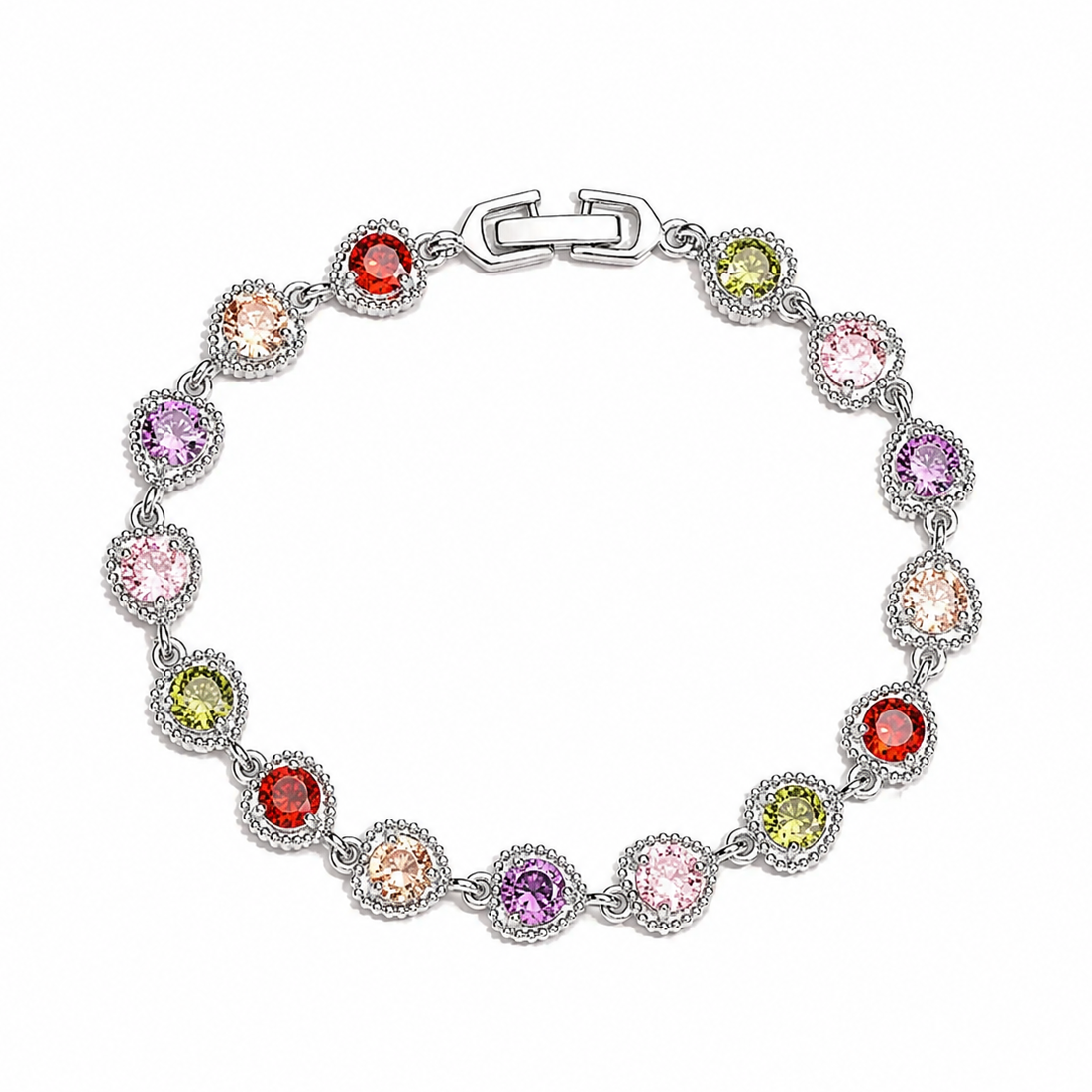 The Silver Rainbow Candy Gemstone Bracelet