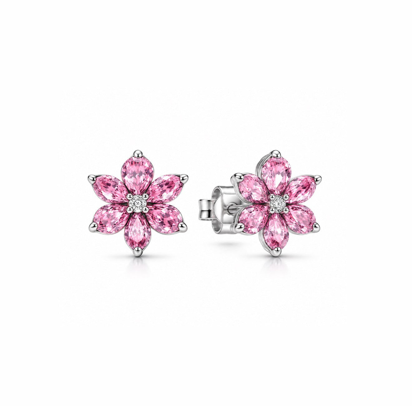 The Silver Cherry Blossom Flower Studs