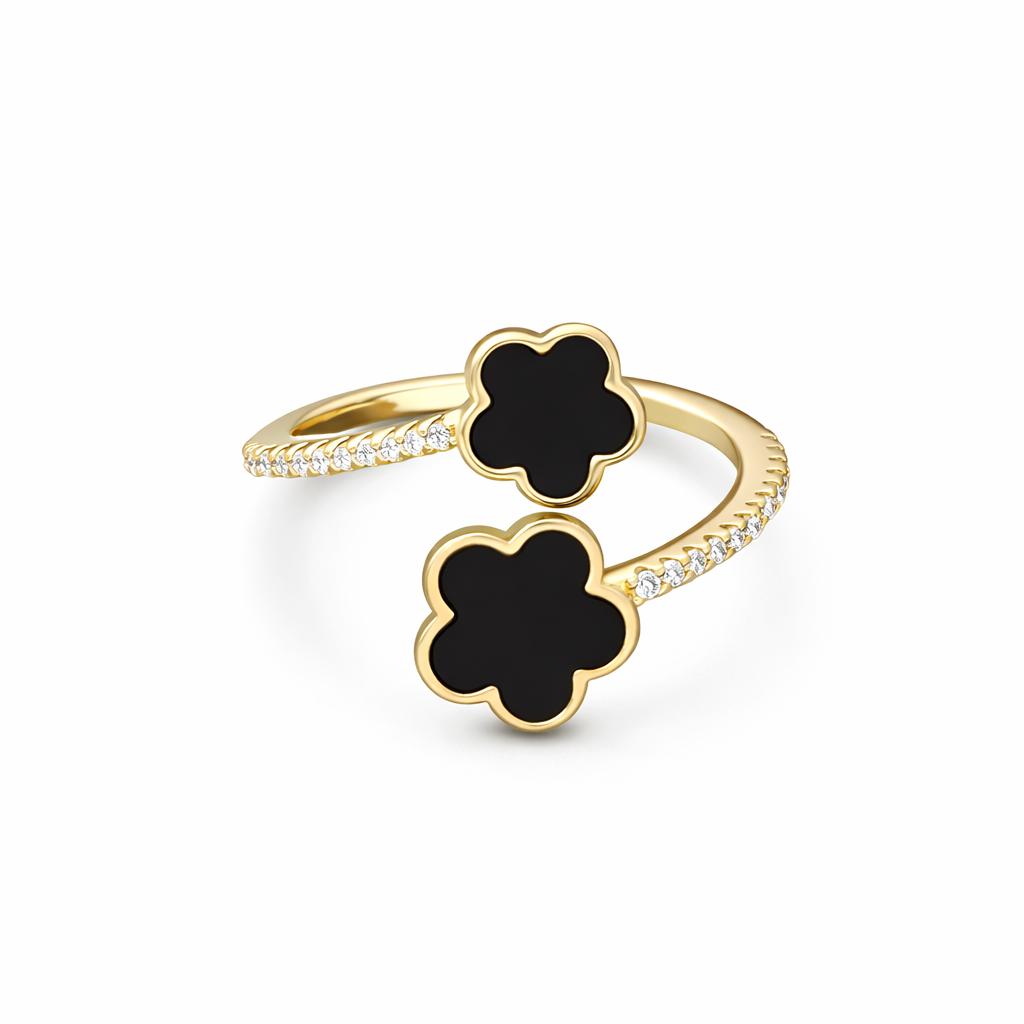 The Gold Auric Black Clover Duo Ring