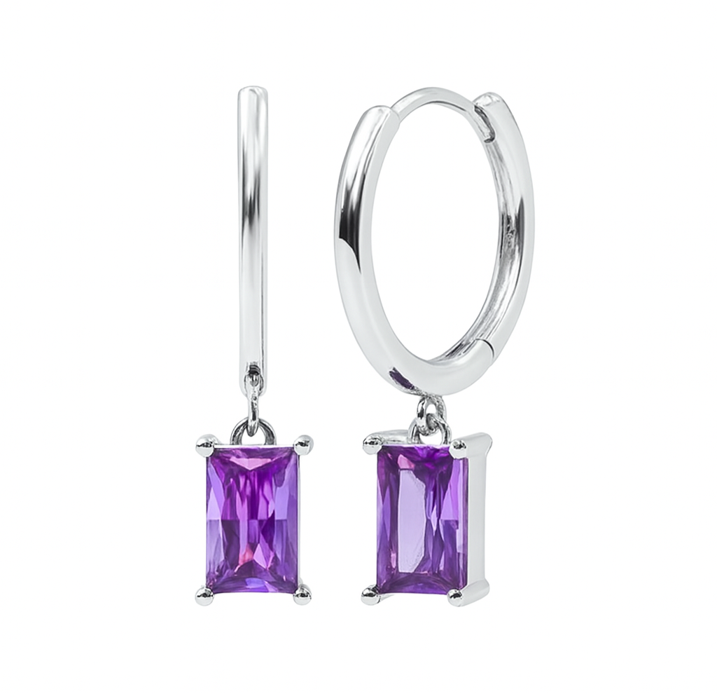 The Silver Purple Elara Diamond Gemstone Huggiesl