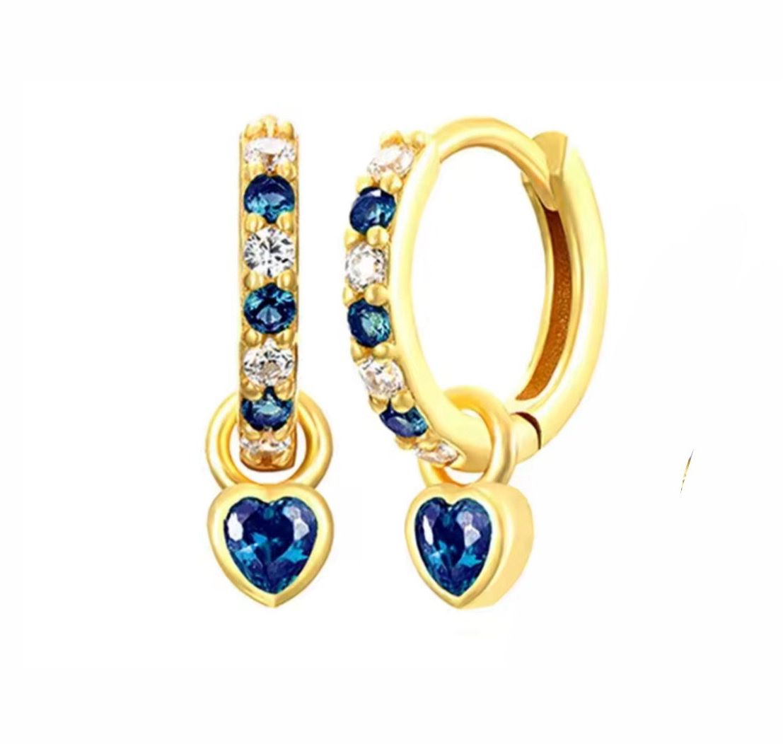 The Mini Gold Royal Blue Candy Heart Huggies