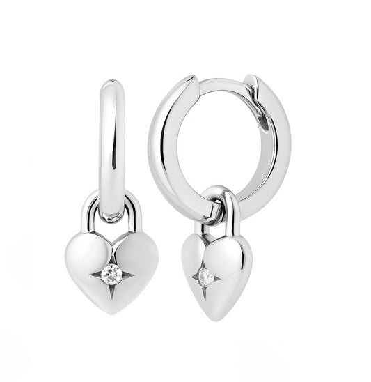 The Silver Heartlock Hoops