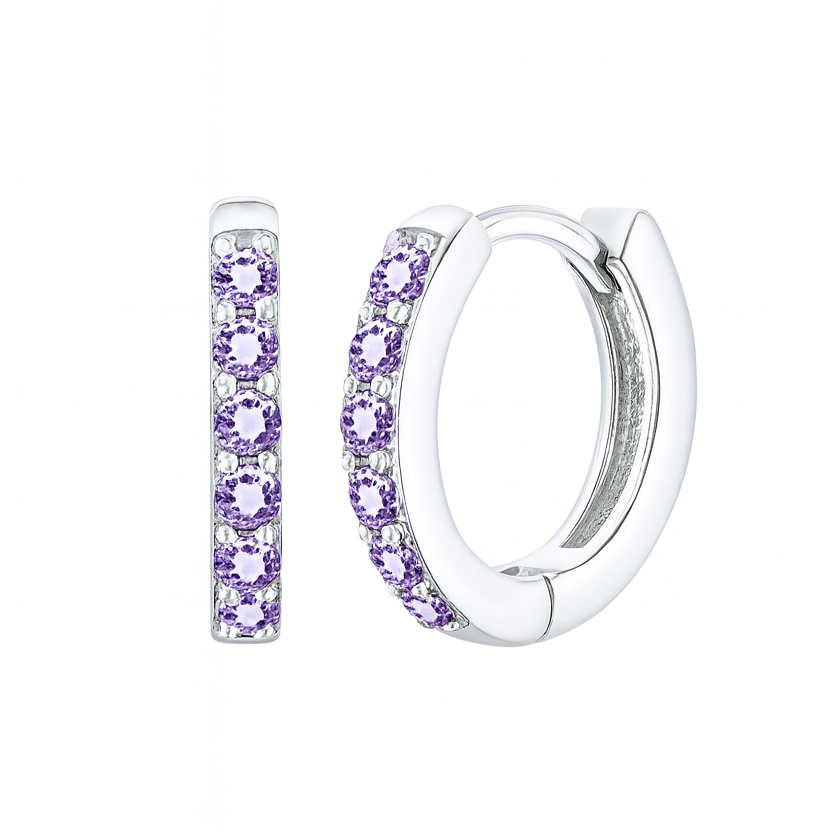 The Silver Sparkling Purple Mini Hoops