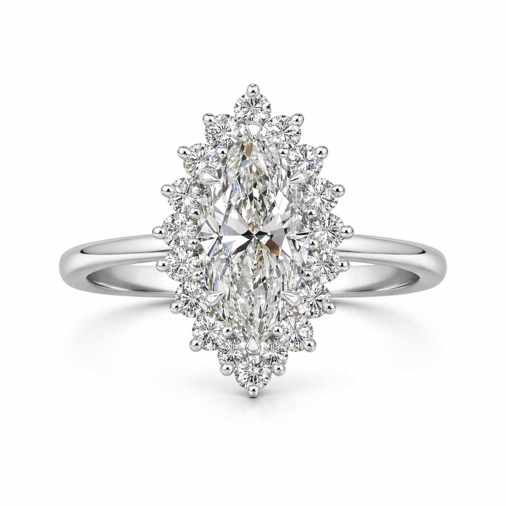 The Silver Éternelle Savannah Halo Engagement Ring