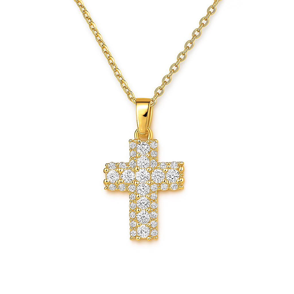 The Gold Radiance Sparkle Cross Necklace