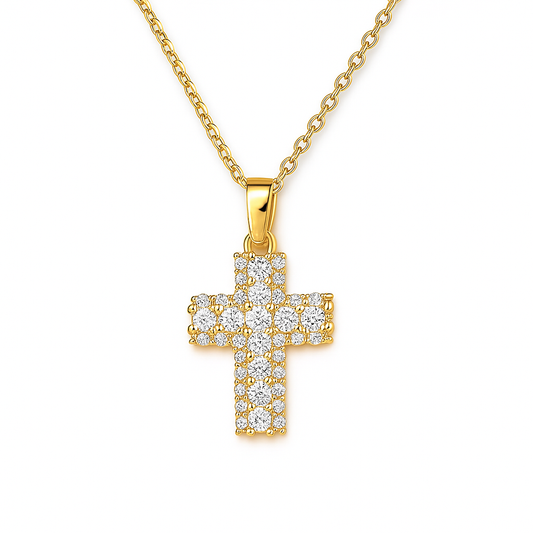 The Gold Radiance Sparkle Cross Necklace