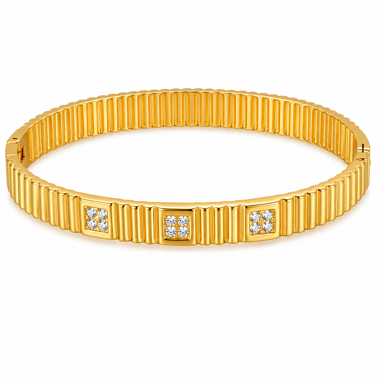 The Gold Natalia Crystal Luxe Clover Bangle
