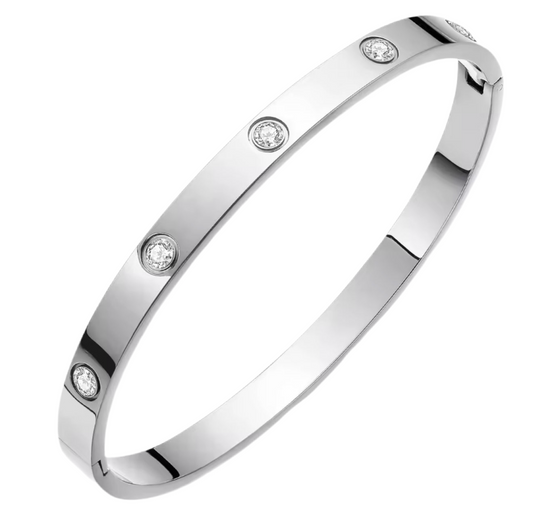 The Premium Gemstone Silver Bangle