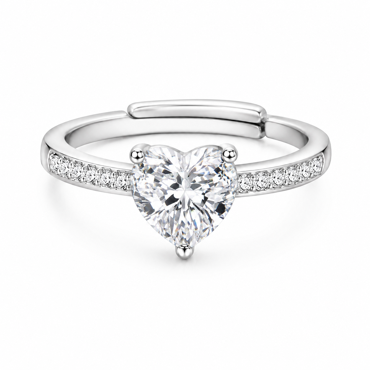 The Silver Sparkling Mini Heart Adjustable Ring