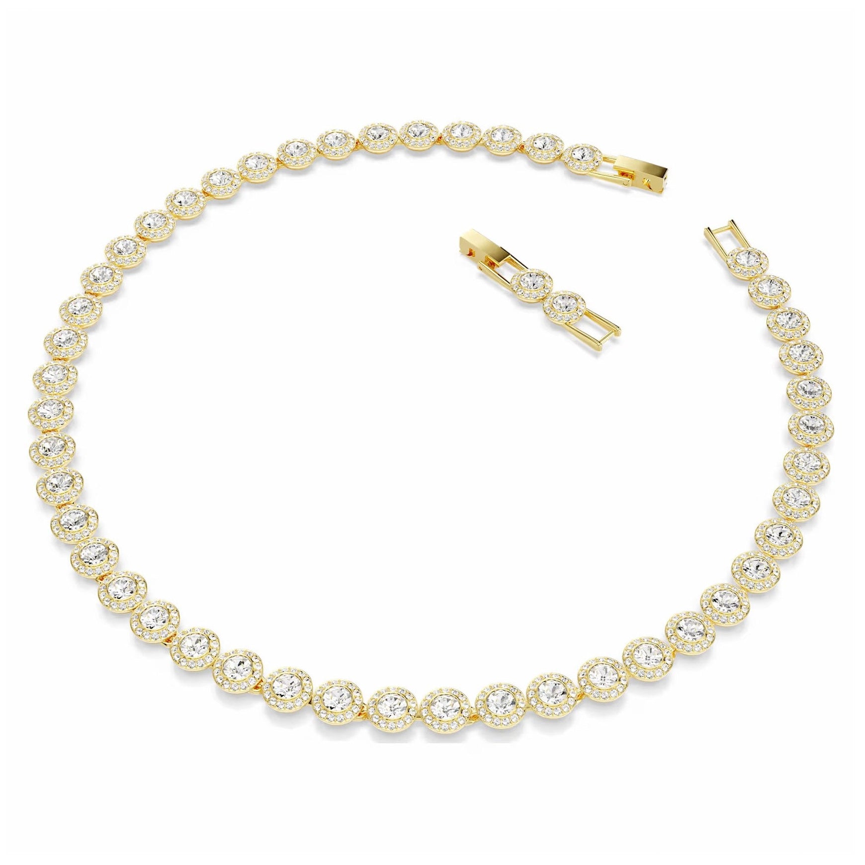 The Gold Sparkling Halo Harmony Tennis Necklace