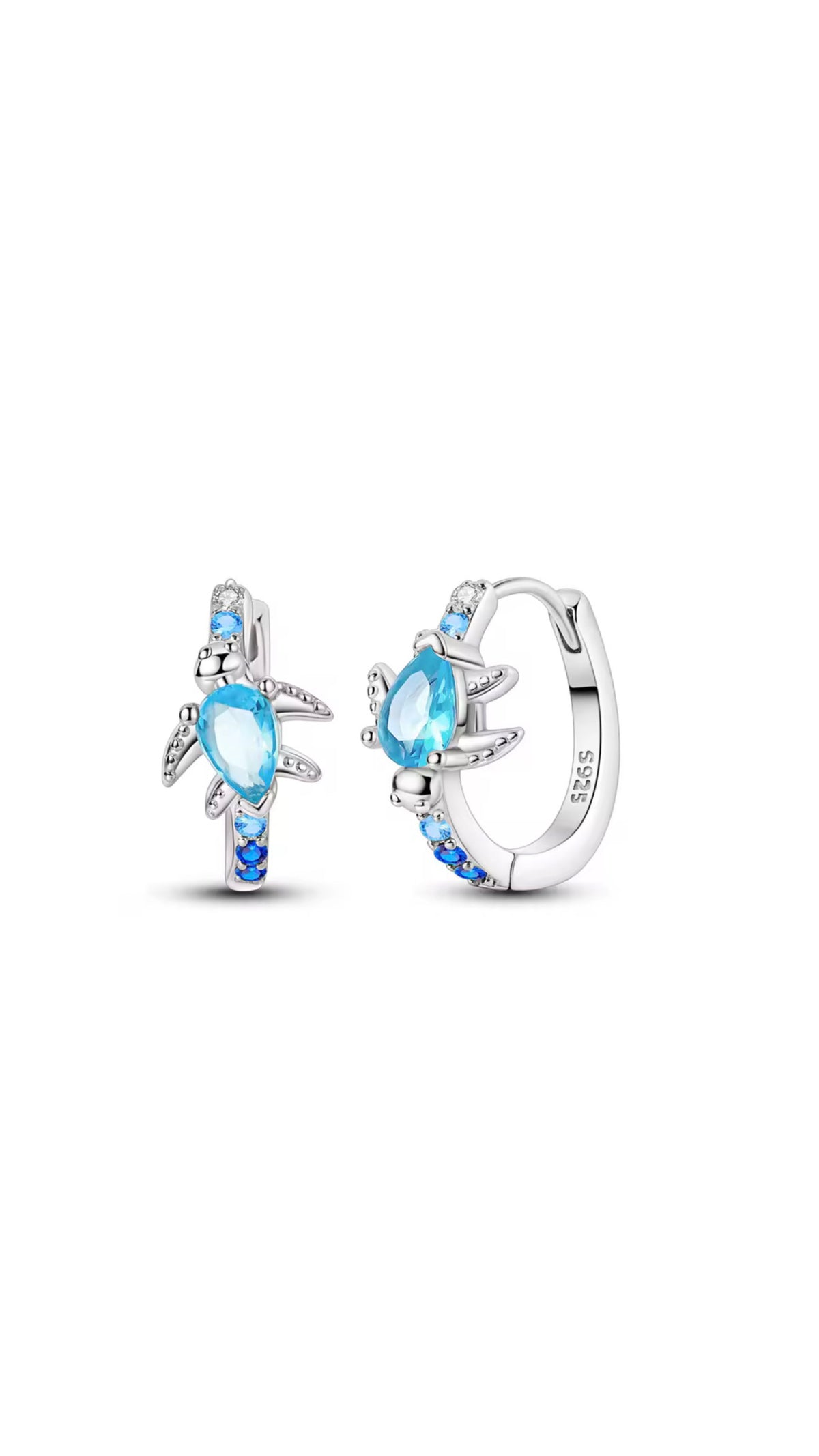 The Silver Ocean Blue Sea Turtle Hoops