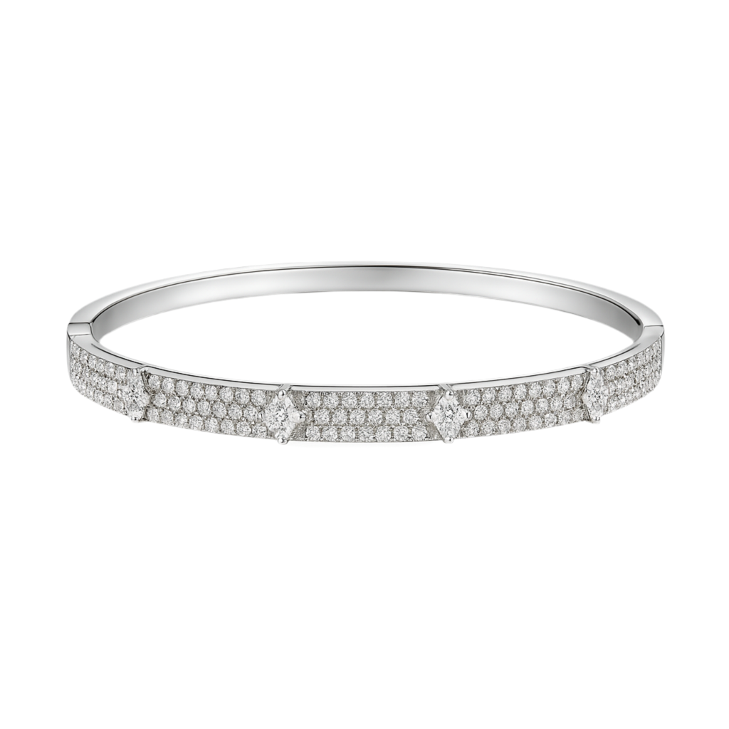 The Silver Glitter Flower Bangle
