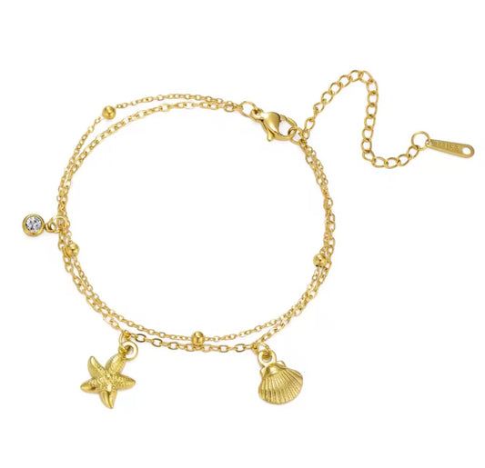 The Gold Seabreeze Charm Anklet