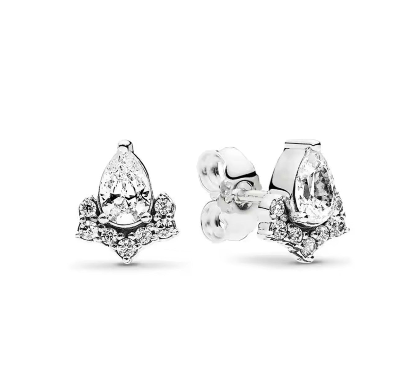 The Silver Valencia Teardrop Crown Stud Earrings