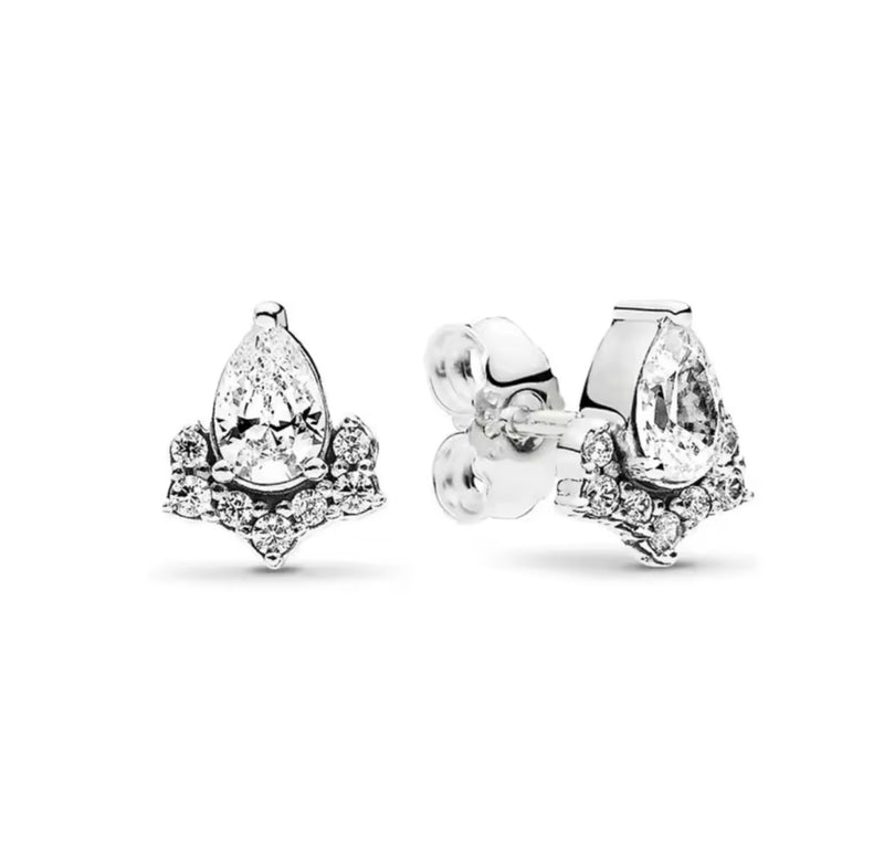 The Silver Valençay Teardrop Crown Stud Earrings