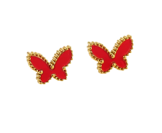 The Golden Red Magic Butterfly Earrings