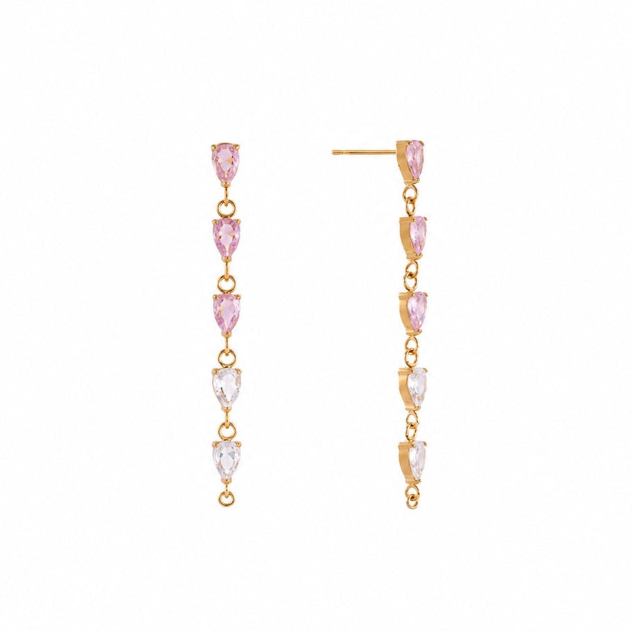 The Gold Rosewater Pink Trail Drape Earrings