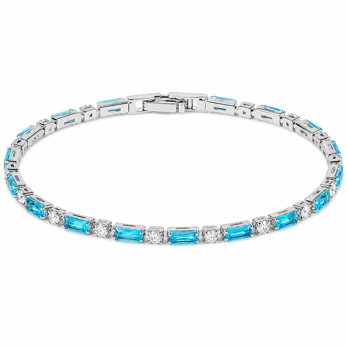 The Silver Jasmine Blue Tennis Bracelet