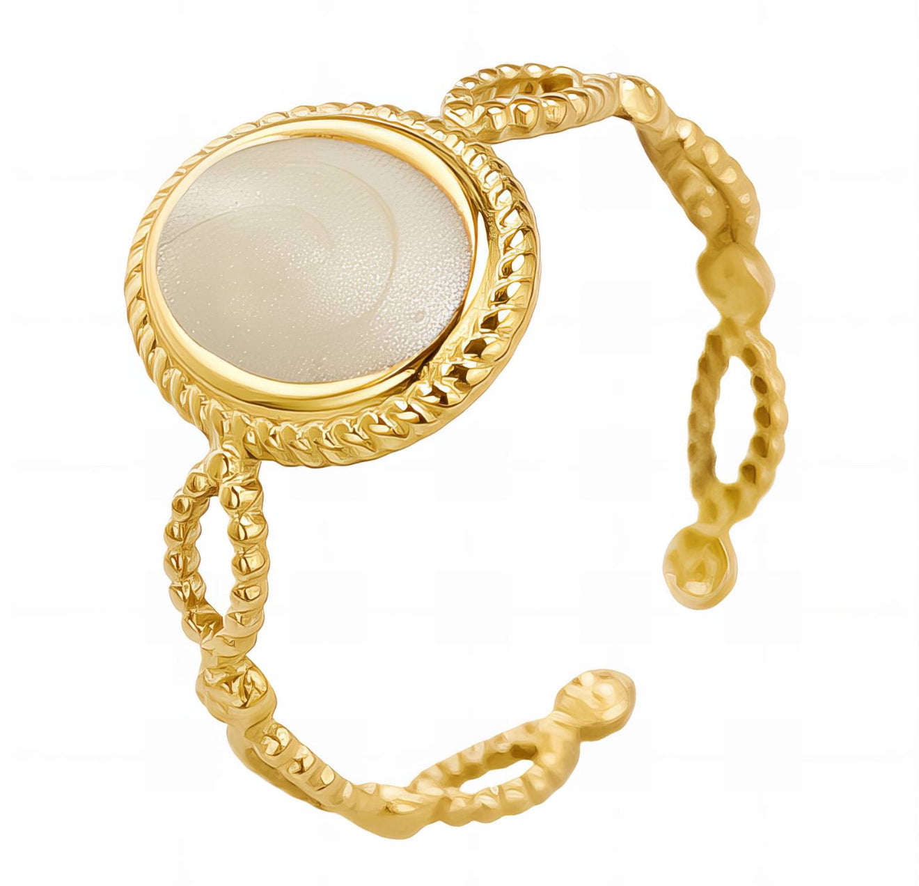 The Gold Luxe Opal Pearl Ajustable Ring