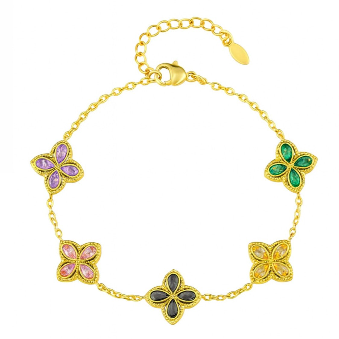 The Gold Multicolour Fleuré Bracelet