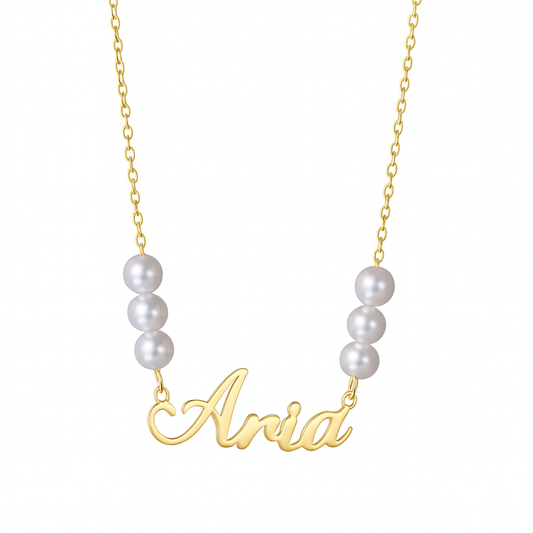 The Gold Victoria Pearl Name Necklace