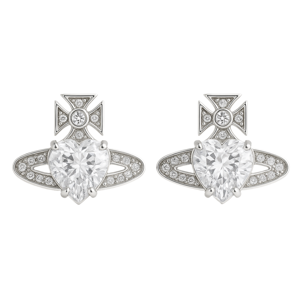 The Silver Premium D’Lux Saturn Orbit Of Love Stud Earrings