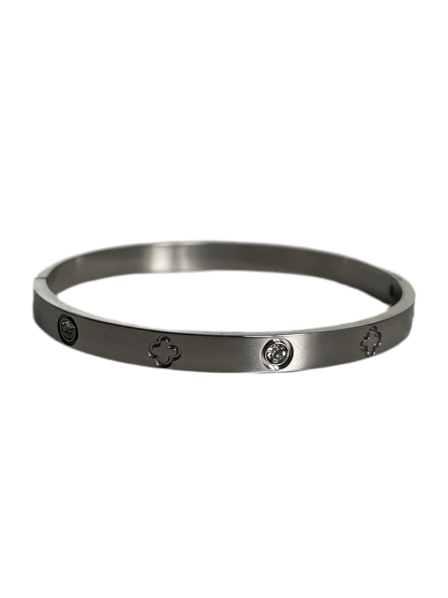 Premium Silver Clover Bangle