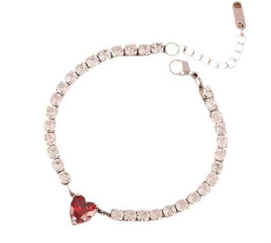 The Ruby Red Heart Tennis Bracelet