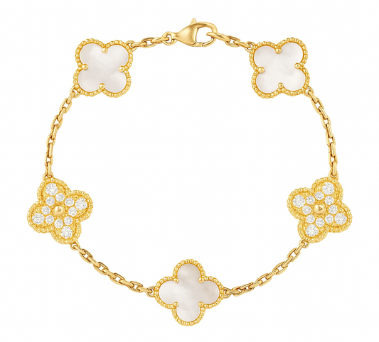 The Golden Snow Glitter Etoilè Arabia Flower Bracelet