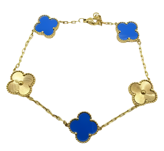The Gold Etoilè Arabia Royal Blue Clover Bracelet