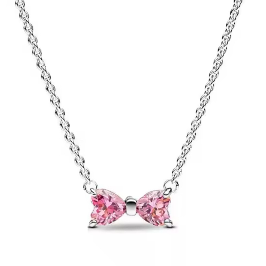 The Eclat Rose Sparkling Bow Necklace