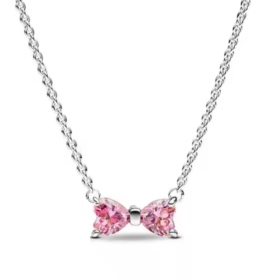 The Eclat Rose Sparkling Bow Grace Necklace