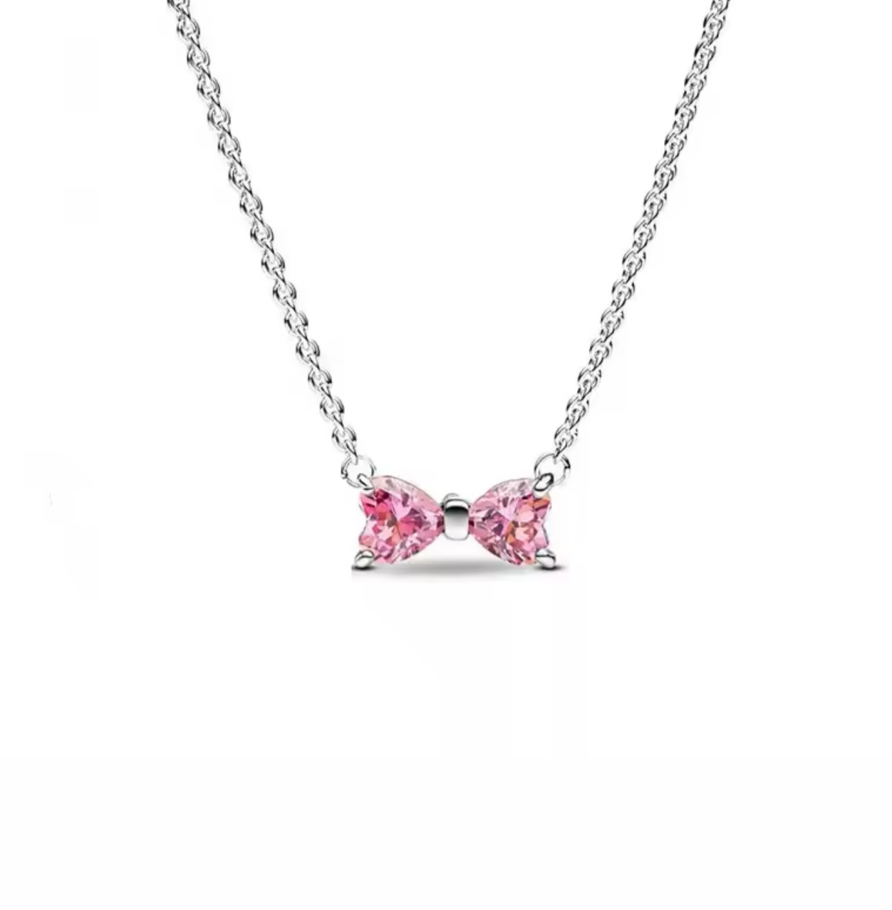 The Pink Sparkling Bow Necklace