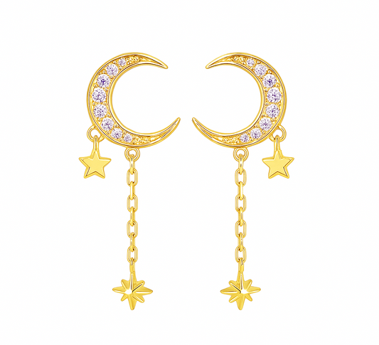 The Celestial Gold Moonlight Drop Earrings