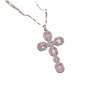 The Silver Sparkling Bling Pink Cross Necklace