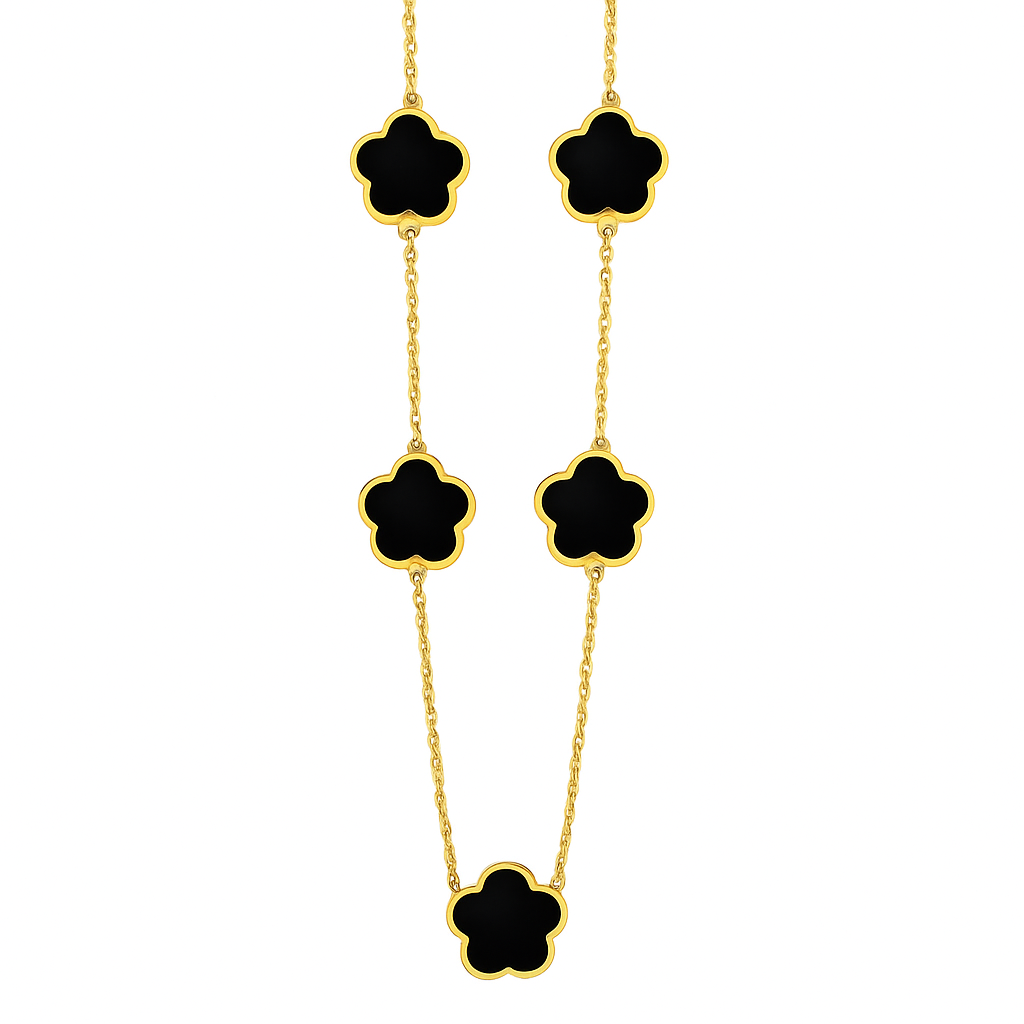 The Gold Midnight Black Mini Clover Necklace