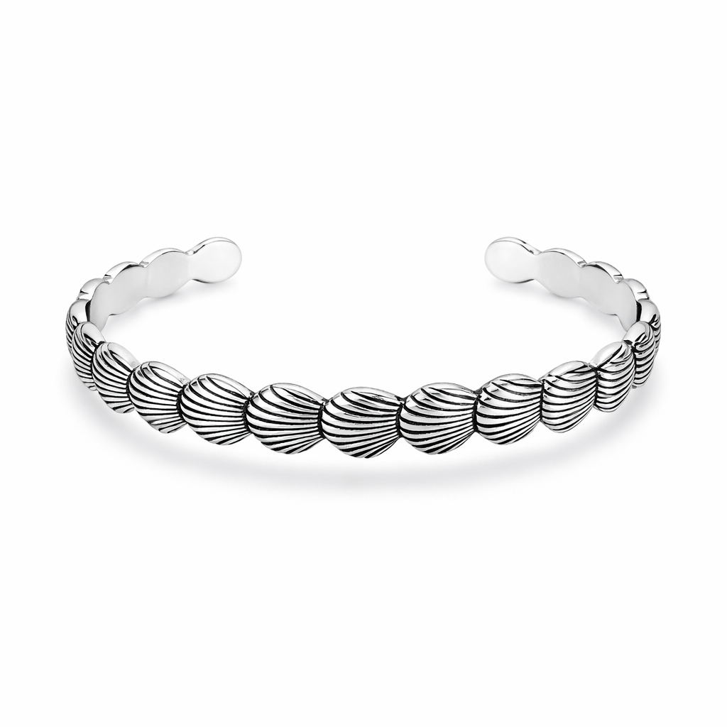 The Silver Ocean Seashell Cuff Bangle