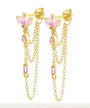 The Gold Angelic Pink Floral Flower Stud Drape Earrings