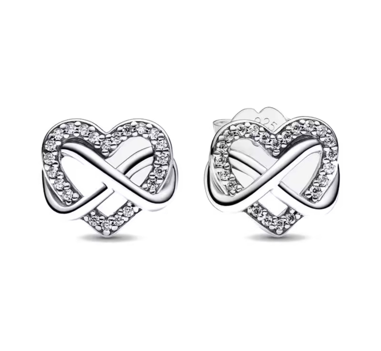 The Silver Infinity Heart Studs